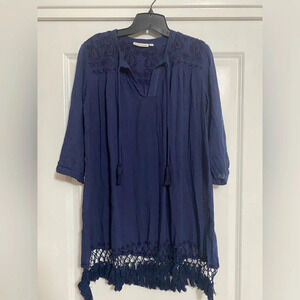 Roller Rabbit Navy Tassel Tunic